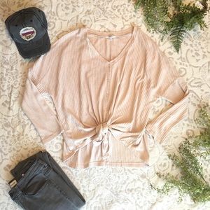 JODIFL Brand: Cream Button Tie Top (LIKE NEW)